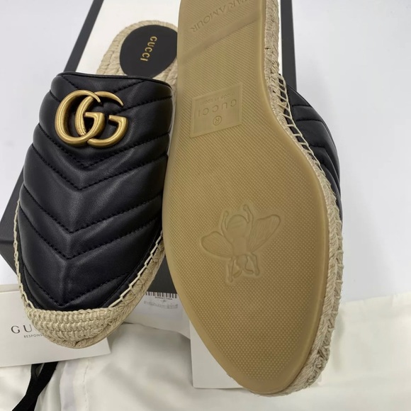 Gucci Marmont Leather GG Espadrille Mules Sz 36.5 EU - Picture 5 of 15